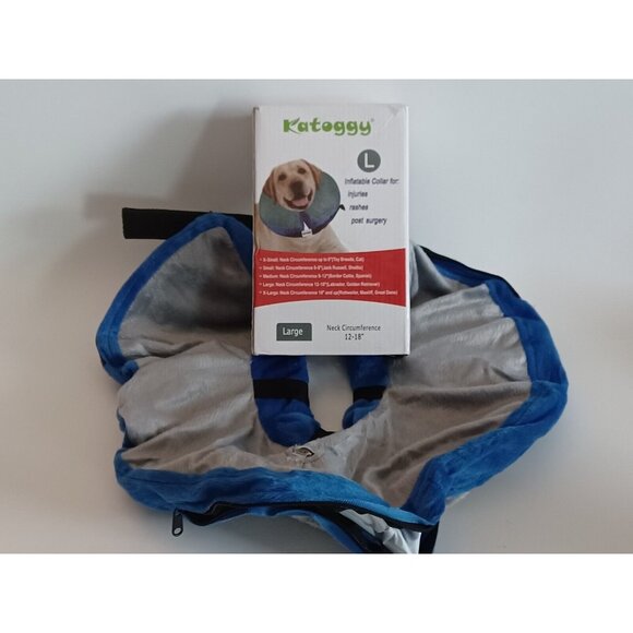 2 Katoggy Protect Inflatable Recovery Collar Blue Size Large 12 in. - 18 in. - Picture 2 of 13